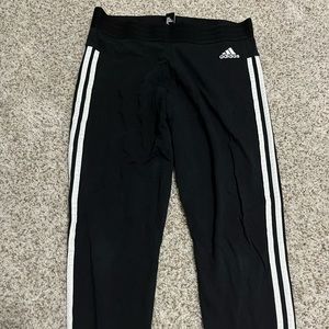 Black Adidas leggings with 3 stripe detail and a nice band at the top